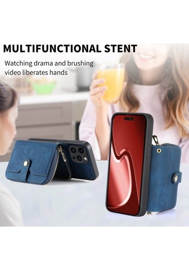 Bloomnest İphone Uyumlu 15 Pro Max İçin Dayanıklı Fermuarlı Cüzdan Kılıfı, Çapraz Askılı, Manyetik Kart Tutucu Diğer