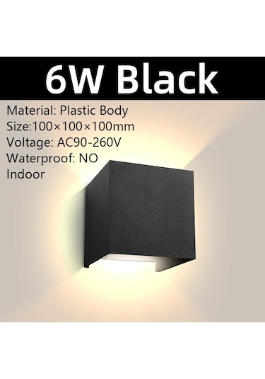 Led Su Geçirmez/su Geçirmez Değil Duvar Lambaları 6w 12w Duvar Işıkları Ev Bahçe Otu Odası Ac85-265v Dış Aydınlatma Aplik 56518777 Siyah