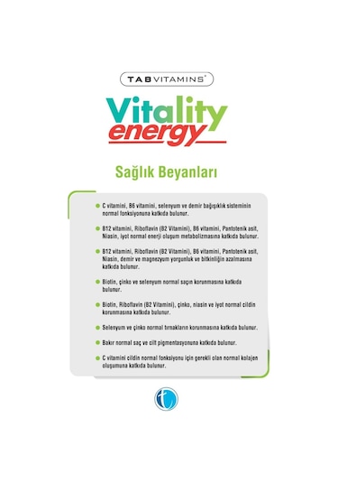 Tabvitamins Vitality Energy 30 Tablet X 3 Adet