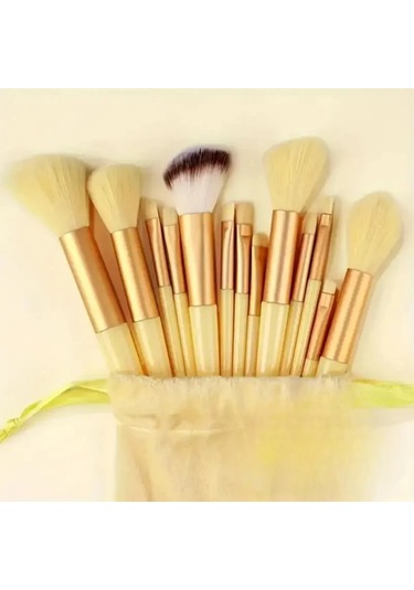 14 Pcs Makyaj Fırça Seti Göz Farı Vakfı Kadın Kozmetik Fırça Göz Farı Allık Gü Yellow 13pc Dark Topaz