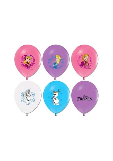 Frozen Baskılı Pastel Renkli Balon 8 Adet Çok Renkli