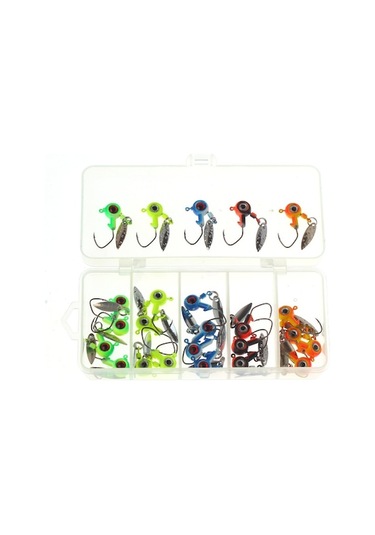 25'li Çok Renkli 3d Balık Gözlü Jig Kafa Takımı - 3.9g Paslanmaz Çelik Yüksek Performanslı Olta İğneleri