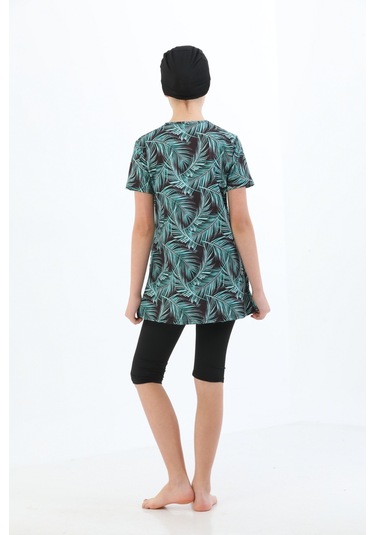 Yeşil Kız Çocuk Mayo Havuz Mayo Deniz Mayo Kısa Kol Çocuk Mayosu Yeşil