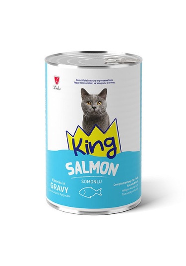 King Sos İçerisinde Et Parçalı Somonlu Yetişkin Kedi Konservesi 6 x 400 G