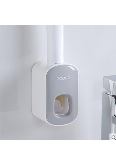 Gri Banyo Otomatik Diş Macunu Dispenseri Duvara Monte Diş Macunu Sıkacağı Aksesuarları Seti Otomatik Sıkacağı Tutucu Raf Aracı Gri