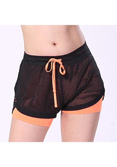 Wezone Kadınlar İçin Nefes Alabilen Çabuk Kuruyan Yüksek Bel Spor Şortu Koşu, Yoga, Jimnastik İçin İdeal Portakal