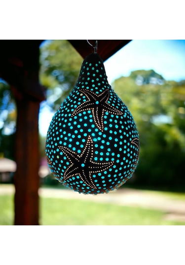 Deniz Yıldızı Desenli Su Kabağı Avize Bahçe Lambası Beyaz