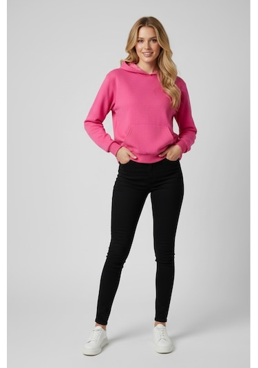 Tuba Toptaş Unisex Bay/ Sweatshirt Kapüşonlu Pembe