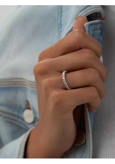 Marıola 2,5 Mm Sirkon Zeminli Ve 925 Ayar Gümüş Yüzük Alyans 183831580 Gri