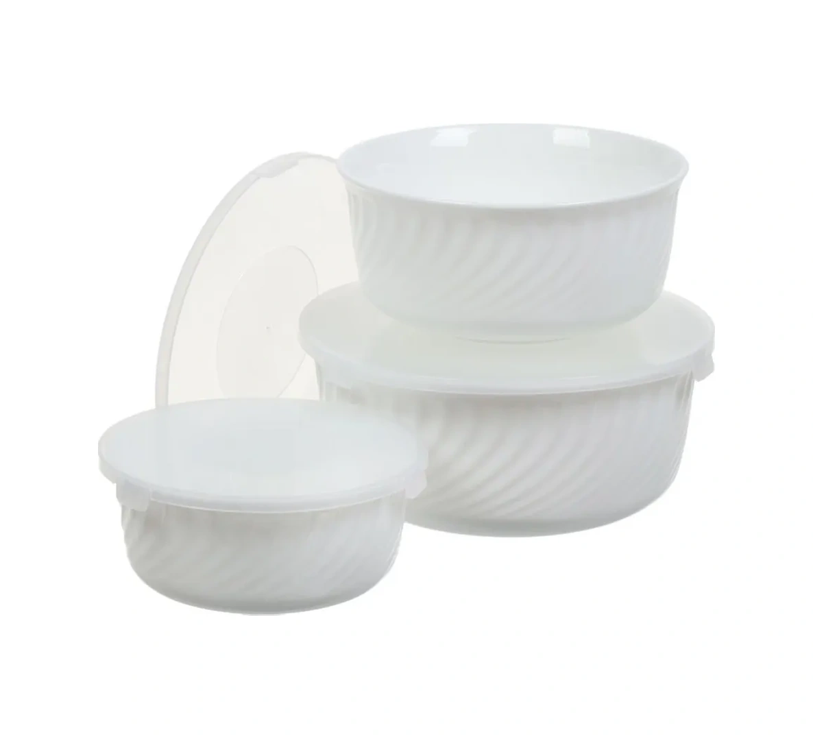 Daniks Kapaklı Cam Seramik Salata Kasesi Seti 3 Adet, Beyaz 269093503 Beyaz