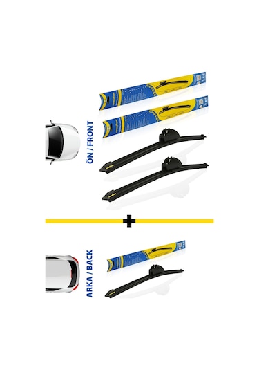 Fıat Doblo Supermute Ön Ve Arka 3'lü Muz Silecek Takımı 2010-2022 Mınıvan 600mm 400mm 38