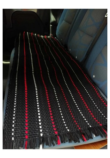 Terletmez 3'lü Minder Set Serme Kilim Siyah Beyaz Siyah - Kırmızı