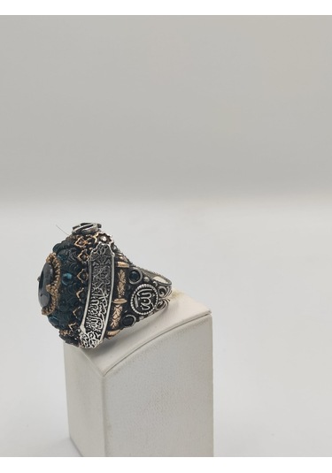 Siyah Zirkon Taşlı Çiçekli Diliriş Eseri 925 Ayar 25 Mm Erkek Yüz