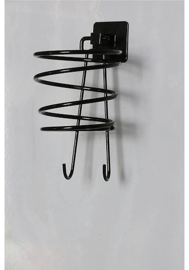 Alper Banyo Jasmin Kare Siyah Yapışkanlı Fön Makinesi Askısı Siyah