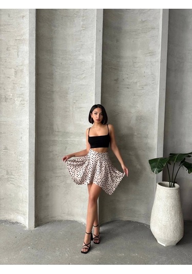 Puantiyeli Etek Krem