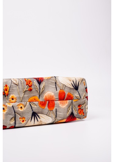 Fabric Craft Bag El Çantası Duck Kumaş Bambu Saplı Desenli Çok renkli