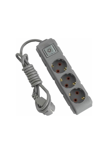 3lü Anahtarlı Grup Priz 3 Metre 16a 250v, Üçlü Topraklı Uzatma Kablosu 3 Metre Gri 1