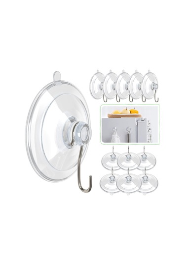 Shineyee 8 Adet Şeffaf Pvc Süksiyonlı Çekmeceler: Paslanmaz Çelik Kanca, 7 Lb Yük Taşıma, Kaldırılabilir, Mutfak/banyo Duvarı/cam Uygun, İz Olmadan Kurulum, Suya Dayanıklı Şeffaf