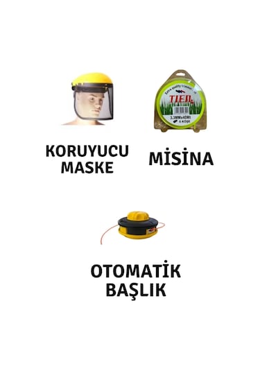 Motorlu Tırpan Seti Koruyucu Maske-misina-otomatik Başlık