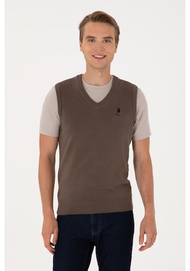 U.s. Polo Assn. Erkek Vizon Süveter 50316843-vr052 Vizon