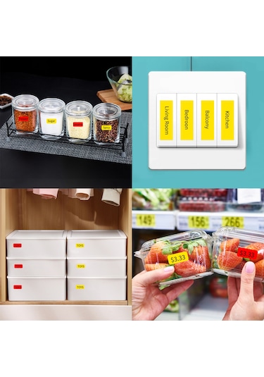 Dofolink B18 Etiket Makinesi İçin Pet Malzeme 14x120mm Sarı Termal Transfer Etiket Kağıdı 1 Rulo