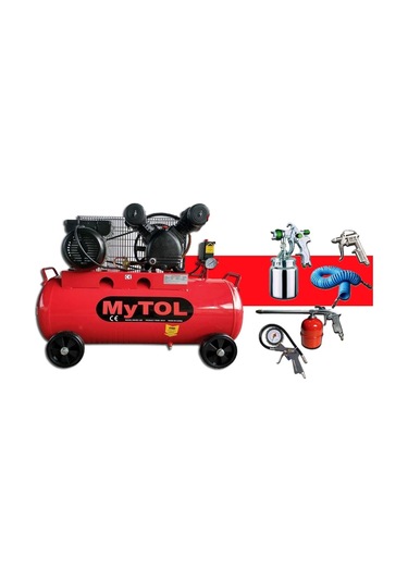 Mytol MY14309 2 Hp 8 Bar 100 LT V-Kafa Hava Kompresörü + Havalı Alet Seti