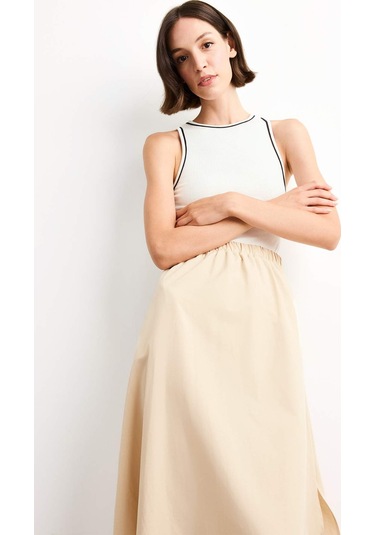 Defacto A Kesim Pamuklu Kolsuz Midi Elbise G1358ax25smer105 Ekru