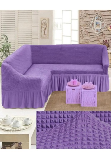 StarMall Bürümcük Köşe Koltuk Örtüsü, Kanepe, Koltuk Kılıfı, Eteli Lila
