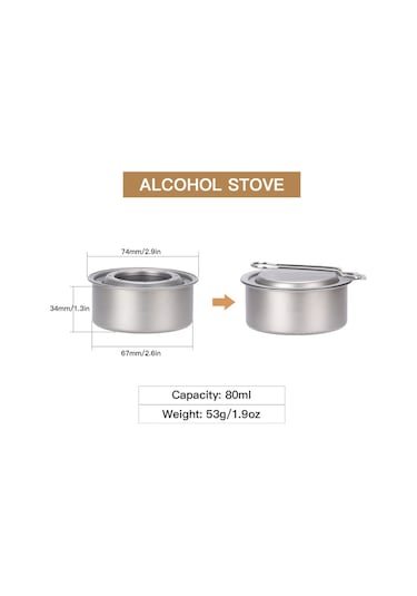 Vkemall Yeni Wst065-2 Saf Titanyum Alkol Sobası Yangın Söndürme Kılıfı İle Gümüş