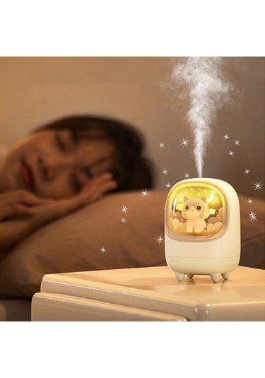 Agoodshop M23 Ev Nemlendirici, Sevimli Pet Uzay Kapsülü, Usb Hava Arıtma, Gece Lambası, 1200mah Büyük Pil