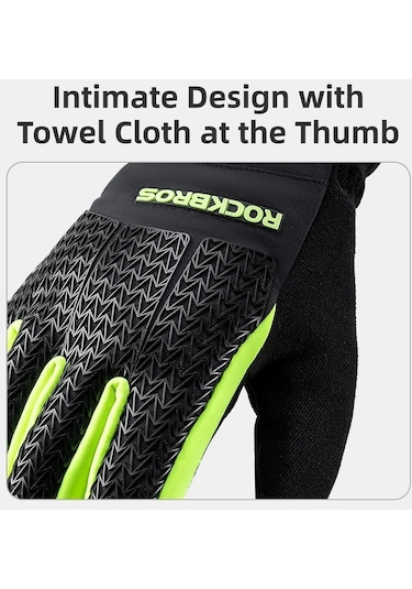 Rockbros S339 1 Çift Dokunmatik Ekran Pamuk Rüzgar Geçirmez Bisiklet Eldiveni