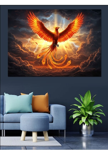 Yükselen Anka Kuşu Dekoratif Kanvas - Mdf Ahşap Tablo