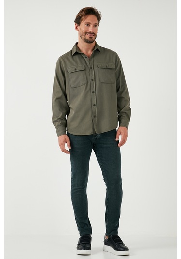 Buratti Pamuklu Çift Cepli Regular Fit Erkek Gömlek Cf25W128858 Haki