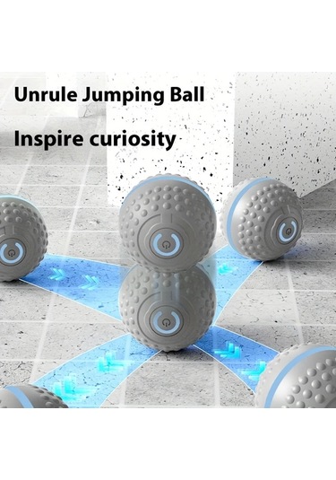 Turcoshop11 Gri 1 Otomatik Zıplayan Köpek Oyuncağı Usb Şarjlı Akıllı İnteraktif Top Küçük Orta Büyük Köpekler İçin