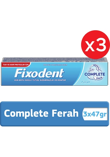 Fixodent Complete Ferah Diş Protez Yapıştırıcı Krem 3 x 47 G