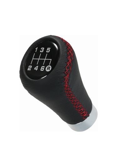 Dofolink Manuel Vites Arabaları İçin Kırmızı-siyah Deri Ve Metal Kaydırıcı Topu, Kolay Kurulum, Spor İç Dekor, 6 Vites Evrensel Uyumlu Siyah