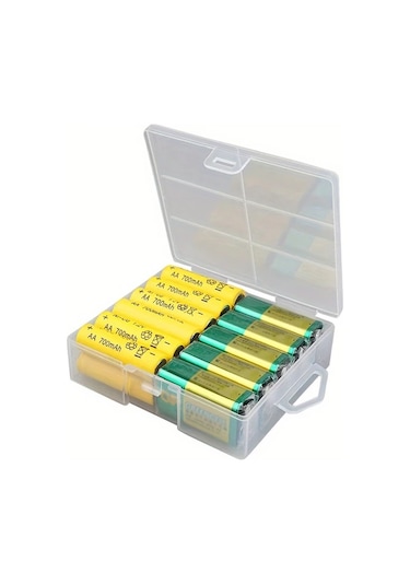 Awesomestore Aa/aaa Pil Depolama Kutusu - 24'lü Şeffaf Pil Saklama Kutusu