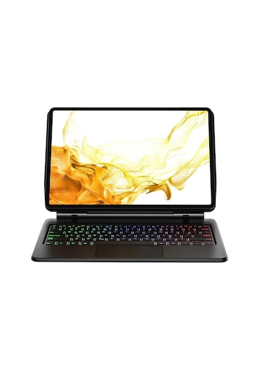 Samsung Galaxy T737 Tab S7 Fe 12.4 Kılıf Eternal Ledli Klavyeli Tablet Kılıfı - Siyah Mrayd-119225 Siyah