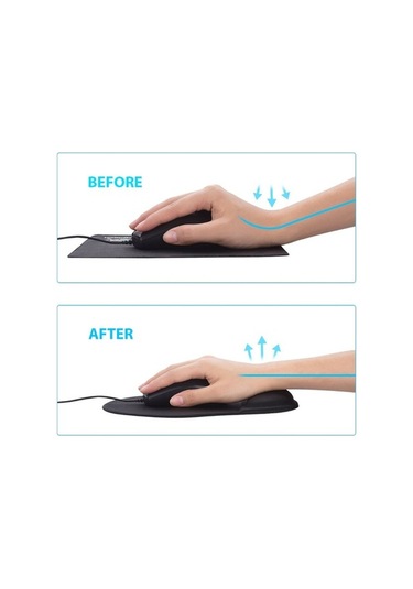 Pazly Bilek Desteği Mouse Pad - Hafızalı Köpük, Ergonomik Tasarım, Siyah