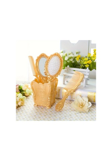 Willowhaven 4 Adet Vintage Saç Bakım Seti - Altın Ayna Saç Masajı Ve Fırça Hediyelik Altın