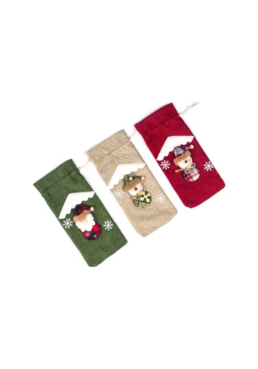 Qingmipy Noel Şarap Flaske Kılıfı, Santa Ve Kar Tanesi Desenli, Ayarlanabilir Kapanma, Noel Partisi Dekorasyonu, Hediye Çantası Kırmızı, 31 14cm