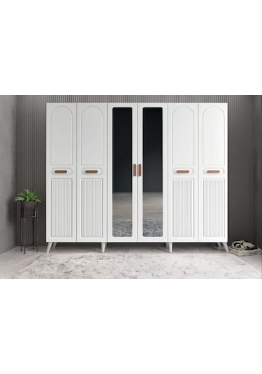 Letto Membran 6 Kapaklı Portmanto Montaj Dahil Beyaz 210 Cm