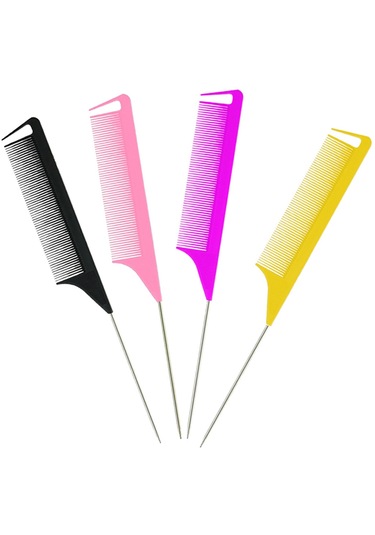 Suntek Kuaför Metal Pin Kuyruk Sıçan Kuyruğu Tarak Siyah