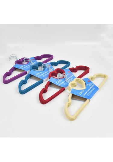 Lorin 5'li Kadife Kaydırmaz Elbise Kıyafet Dolap Askısı Bej K Renk Askı Çok Renkli