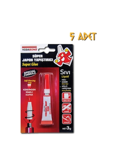 Vodabond Süper Japon Yapıştırıcı Şeffaf - 3 Gr. - 5 Adet