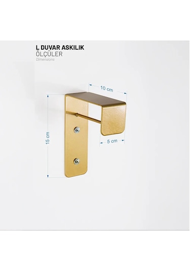 Gold Metal L Model Duvara Monte Askılık Gold