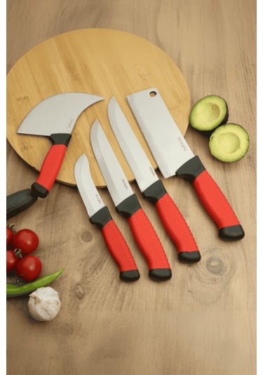 Lazoğlu 5li Börek Bıçak Seti Kırmızı - Siyah