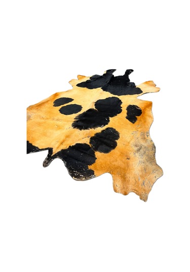 Doğal Renkli Dana Postu Halı - Naturel Halı Post Oranj-siyah