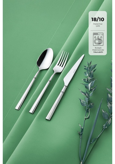 Emsan Penta 18 Parça 6 Kişilik Çatal Kaşık Bıçak Takımı Gümüş