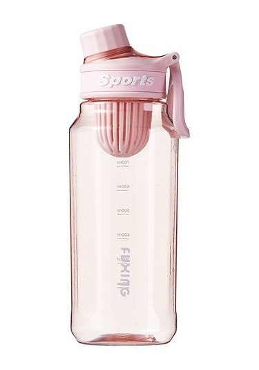 Velvettides Minimalist Spor Su Bardağı Erkek Ve Kadın Öğrenciler Açık Taşınabilir Su Isıtıcısı Fitness Yüksek Değerli Çay Bardağı Çay Sepeti Plastik Bardak 1000ml Pembe